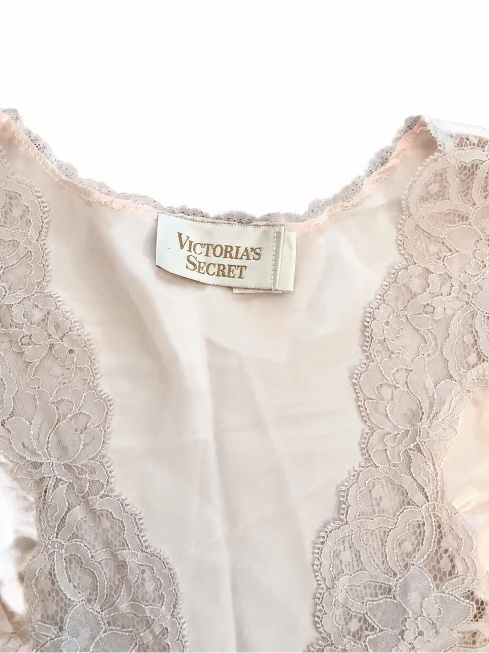 Vintage Victoria's Secret Gold Label Pink Satin Lace Chemise Top Med